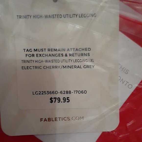 Fabletics Trinity Utility Phone Zipper Pocket Legging High Waist Red Gray XL NWT - Picture 8 of 8